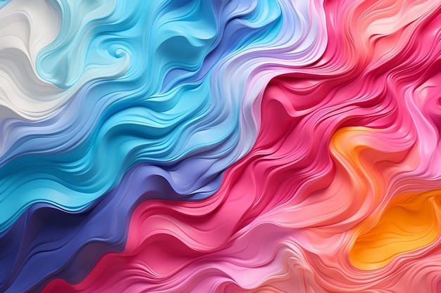 Swirling Ice Cream Texture in Rainbow Colors Generative AI