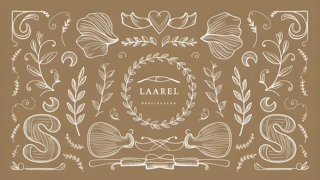 Swirling Laurel Leaves in HandDrawn Style for Design Elements