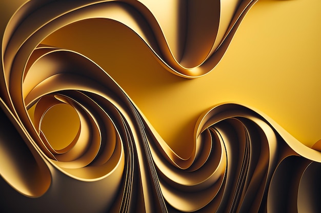 Swirling spiral lines golden volumetric abstract background Generative AI