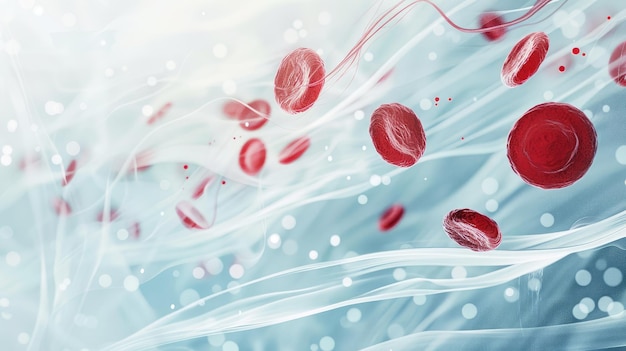 A swirling stream of red blood cells moving through a transparent