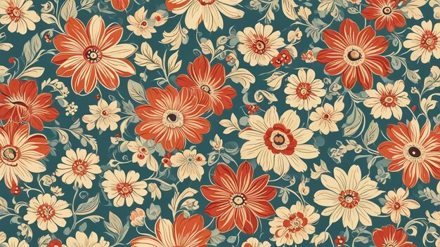 Photo swirly floral retro wallpaper