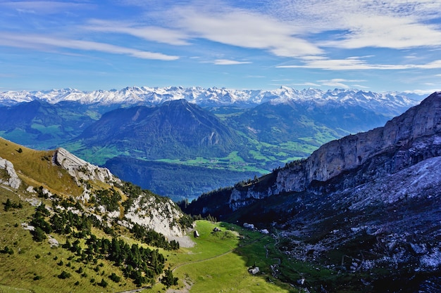 Swiss Alps view from Mount Pilatus, Lucerne, Switzerland.