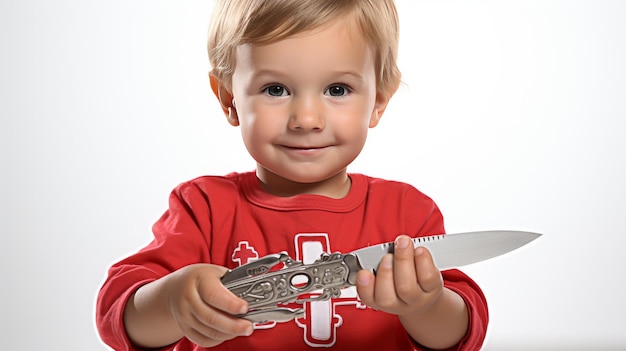 Swiss Knife Kid on Transparent Background