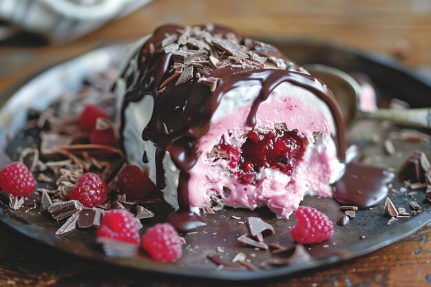 Swiss roll jam with a glossy chocolate coating