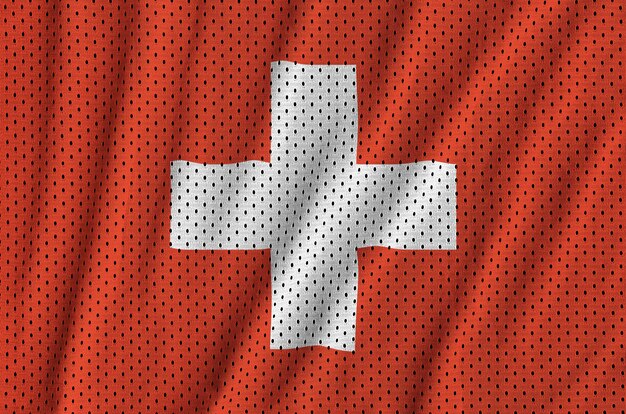 Switzerland flag printed on a polyester nylon sportswear mesh