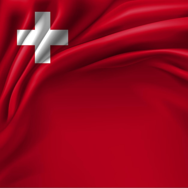 Photo switzerland national flag symbol on satin fabric 3d illustration for national day celebrations