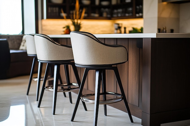 Swivel bar stools in the kitchen