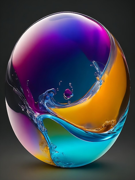 Swoosh of colors Liquid colors swoosh in a transparent orb spinning like a tsunami wave generati