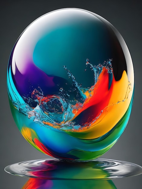 Swoosh of colors Liquid colors swoosh in a transparent orb spinning like a tsunami wave generati