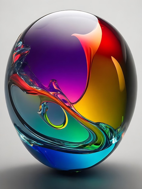 Swoosh of colors Liquid colors swoosh in a transparent orb spinning like a tsunami wave generati