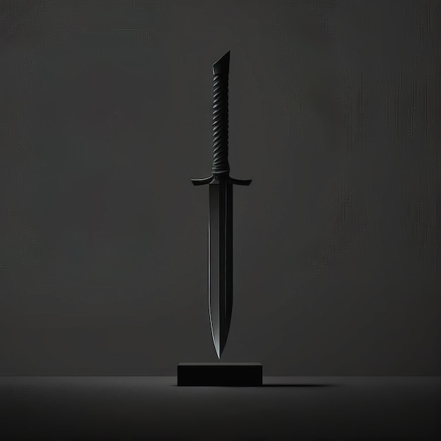 Sword knife in black theme colored background flat simple minimalist