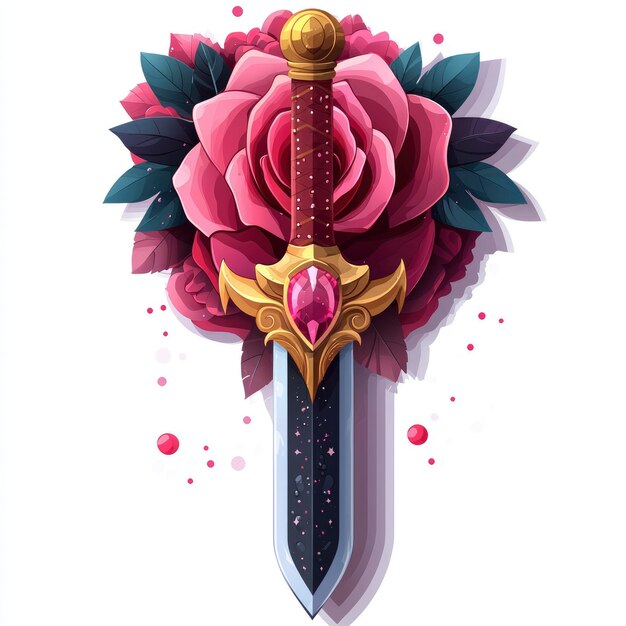 Photo sword in a rose tattoo design