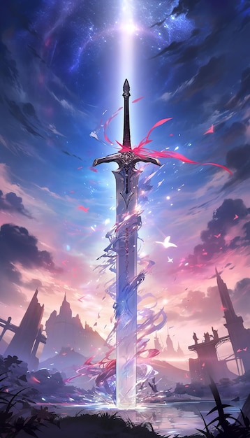 A sword in the sky with the words sword in the middle