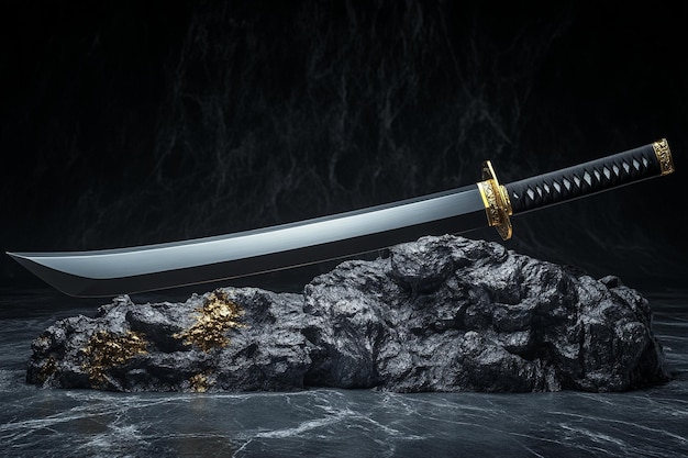 sword in the stone with a black background