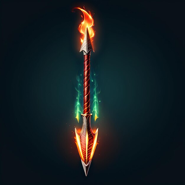 Photo a sword with a flame on it and the word sword on the bottom