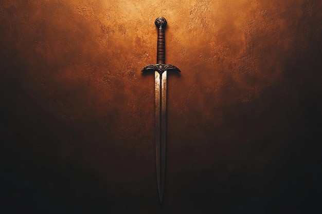 Photo a sword with a gold background that says  sword  on it