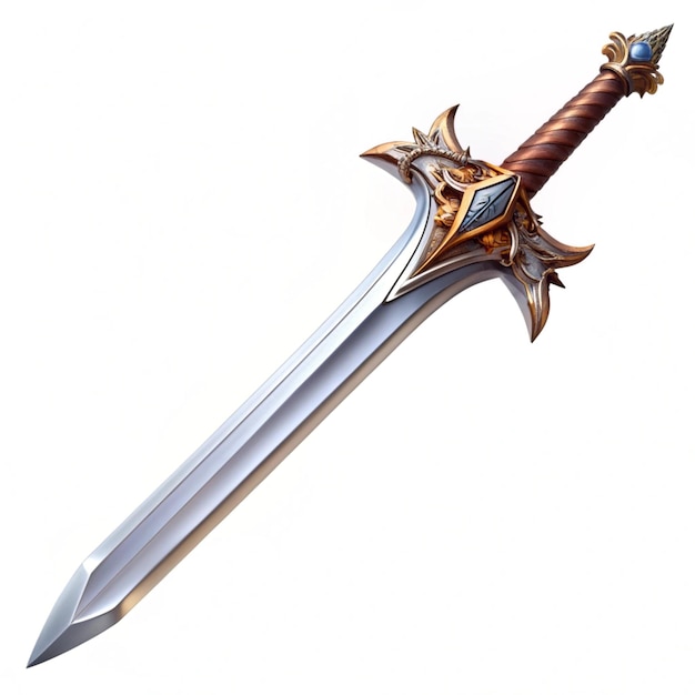 a sword with a gold crown on it