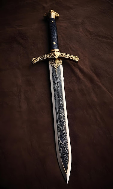 a sword with a gold design on the front and the word quot the quot on the bottom quot