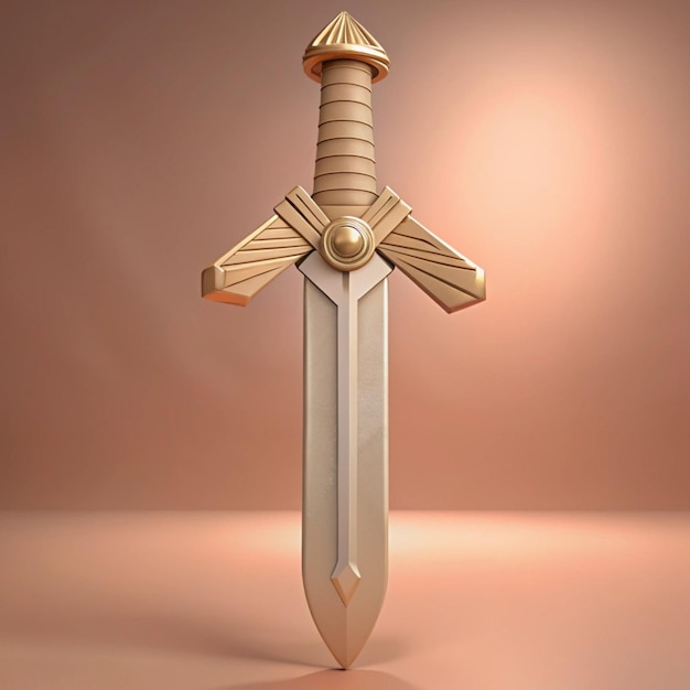 Photo a sword with a gold handle and a gold cross on it