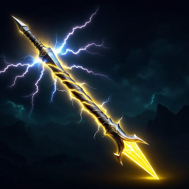 Photo a sword with a lightning bolt on it