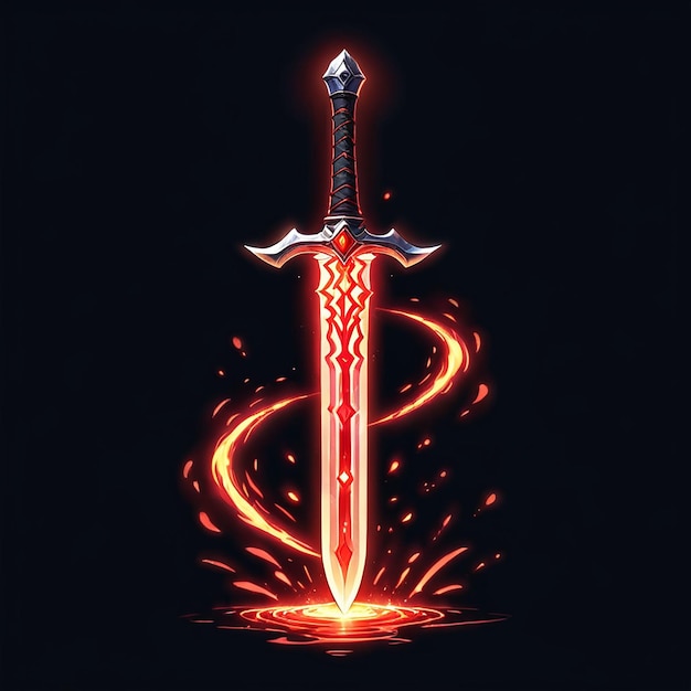 a sword with a neon light on it that says sword