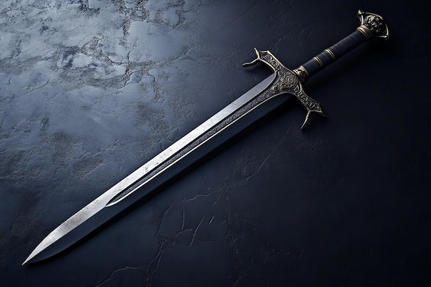 a sword with a sharp blade on a dark background