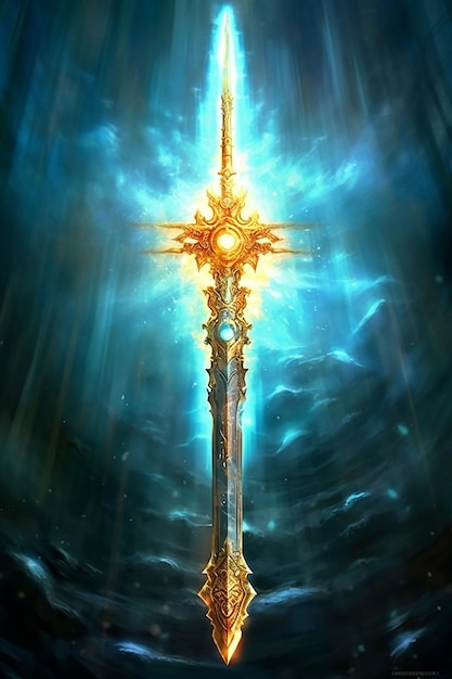 A sword with the word god on it