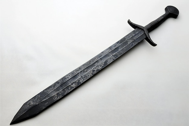 a sword with the word sword on it is written in white