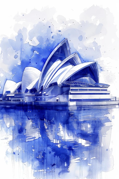 Photo the sydney opera house in australia watercolor style ai generate illustration