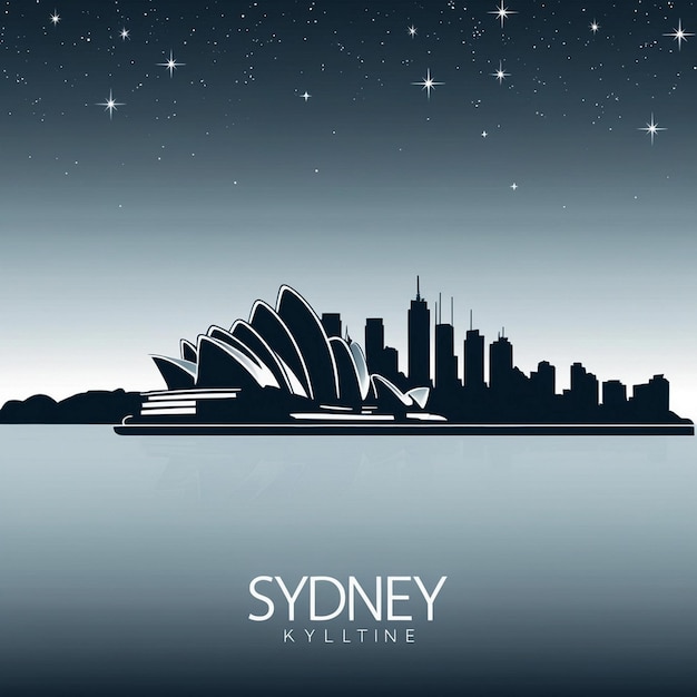 Sydney Skyline at Night A Serene Vector Illustration of the Opera House