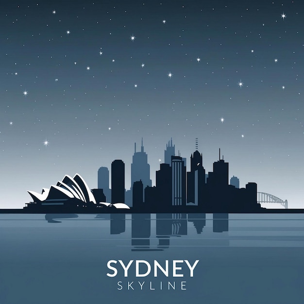 Sydney Skyline at Night A Serene Vector Illustration of the Opera House