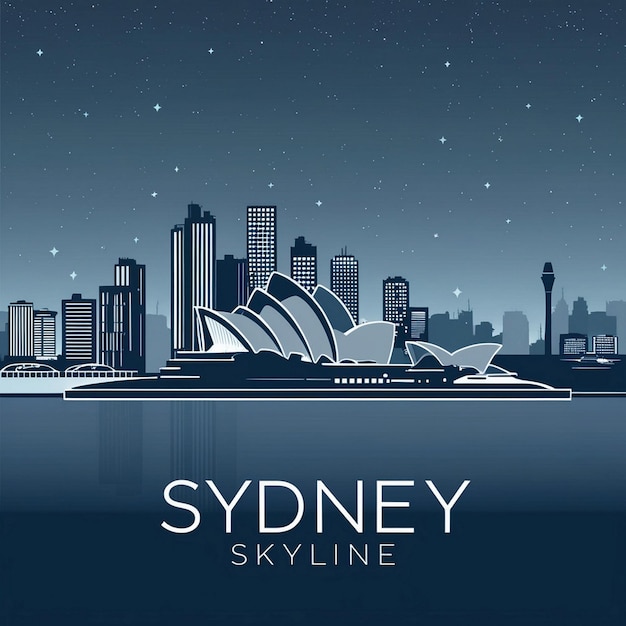 Sydney Skyline at Night A Serene Vector Illustration of the Opera House