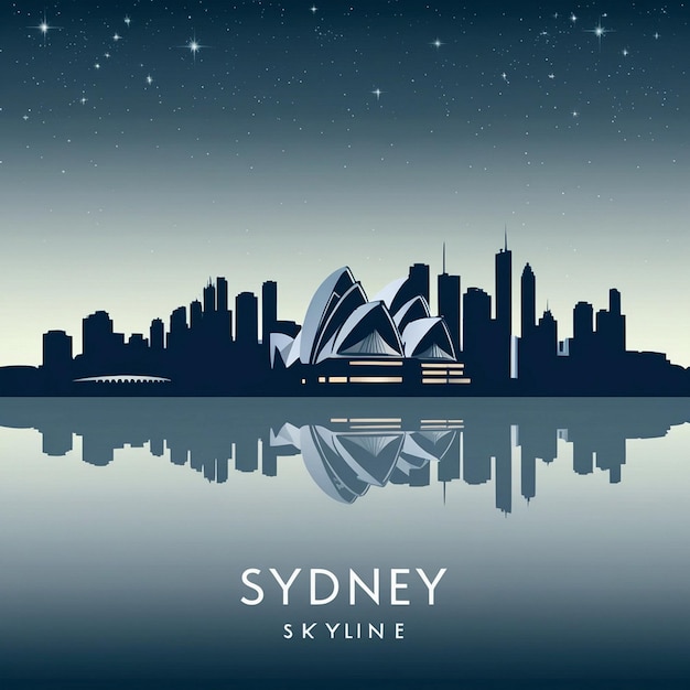 Sydney Skyline at Night A Serene Vector Illustration of the Opera House