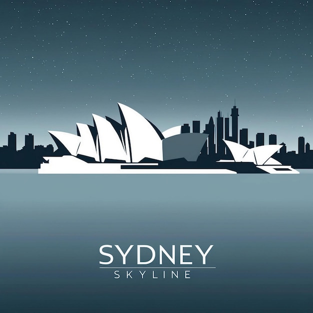 Sydney Skyline at Night A Serene Vector Illustration of the Opera House