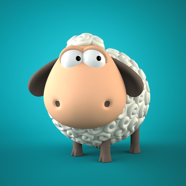 Symbol of 2015 Sheep on blue background Illustration of 2015 year of the sheep