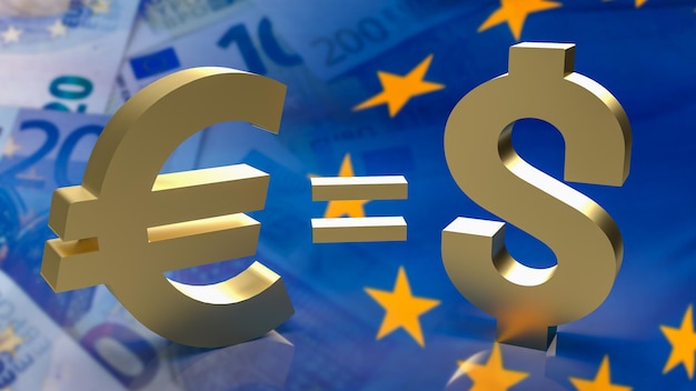 The symbol euro and dollar for exchange rate balance business concept 3d rendering