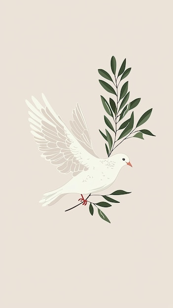 Photo a symbol of hope a white dove with an olive branch representing peace and new beginnings