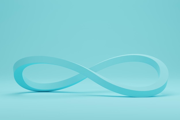 Symbol infinity on blue pastel color background 3d rendering 3d illustration