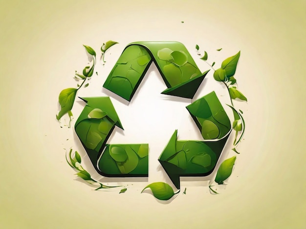 a symbol made of green leaves and a symbol that says recycle