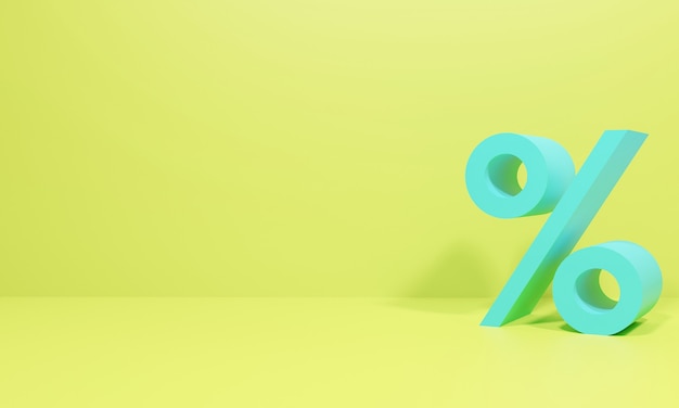 Symbol of percentage discount concept. 3d illustration