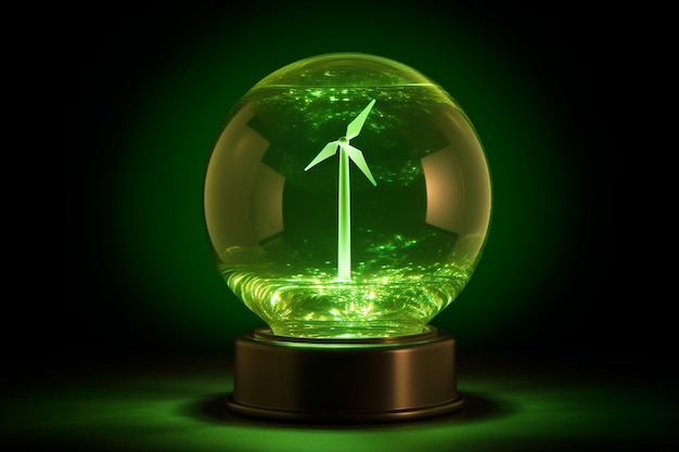 Photo symbol of renewable energy glass globe and sustainable power