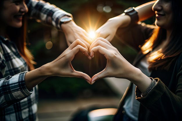 the symbol and shape of a heart created from hands