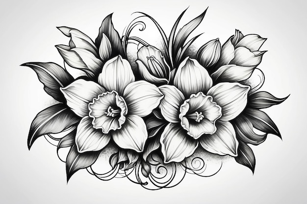 Symbolic Daffodil Tattoo Concept