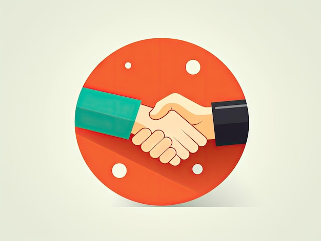 Symbolic handshake Two individuals engage in a minimalist handshake representing a agreement