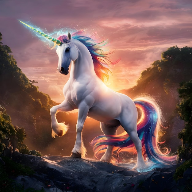 Symbolic illustration of the unicorn View of magical and mythical creature