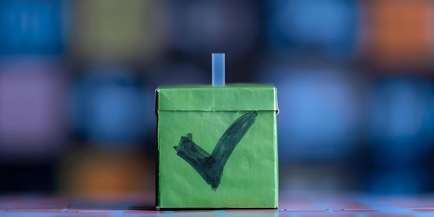 Photo the symbolic meaning of a green checkmark in a checkbox a representation of the democratic right to vote in elections concept symbolism green checkmark checkbox democratic right voting