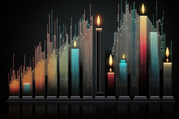 Symbolic representation of investment market development in form of trading day candlestick graph