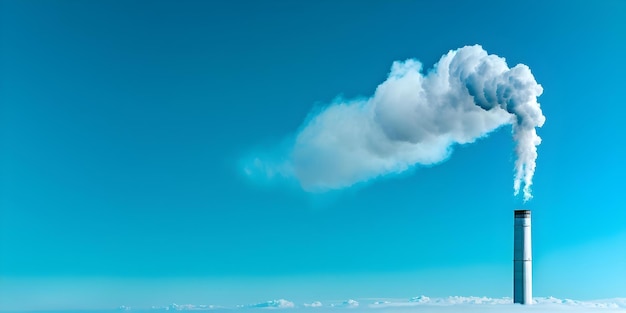 Photo the symbolism of power plant smokestacks against a blue sky carbon emissions and climate change concept climate change carbon emissions power plants symbolism blue sky