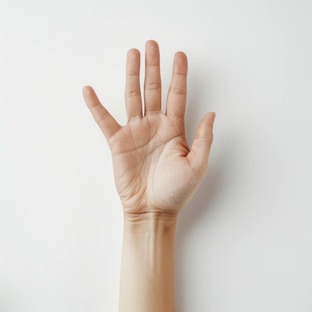 Photo the symbolism of a womans open palm depicted from a top view evoking human connection ai generative