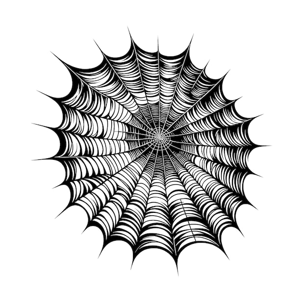 Symmetrical black spiderweb on a white background